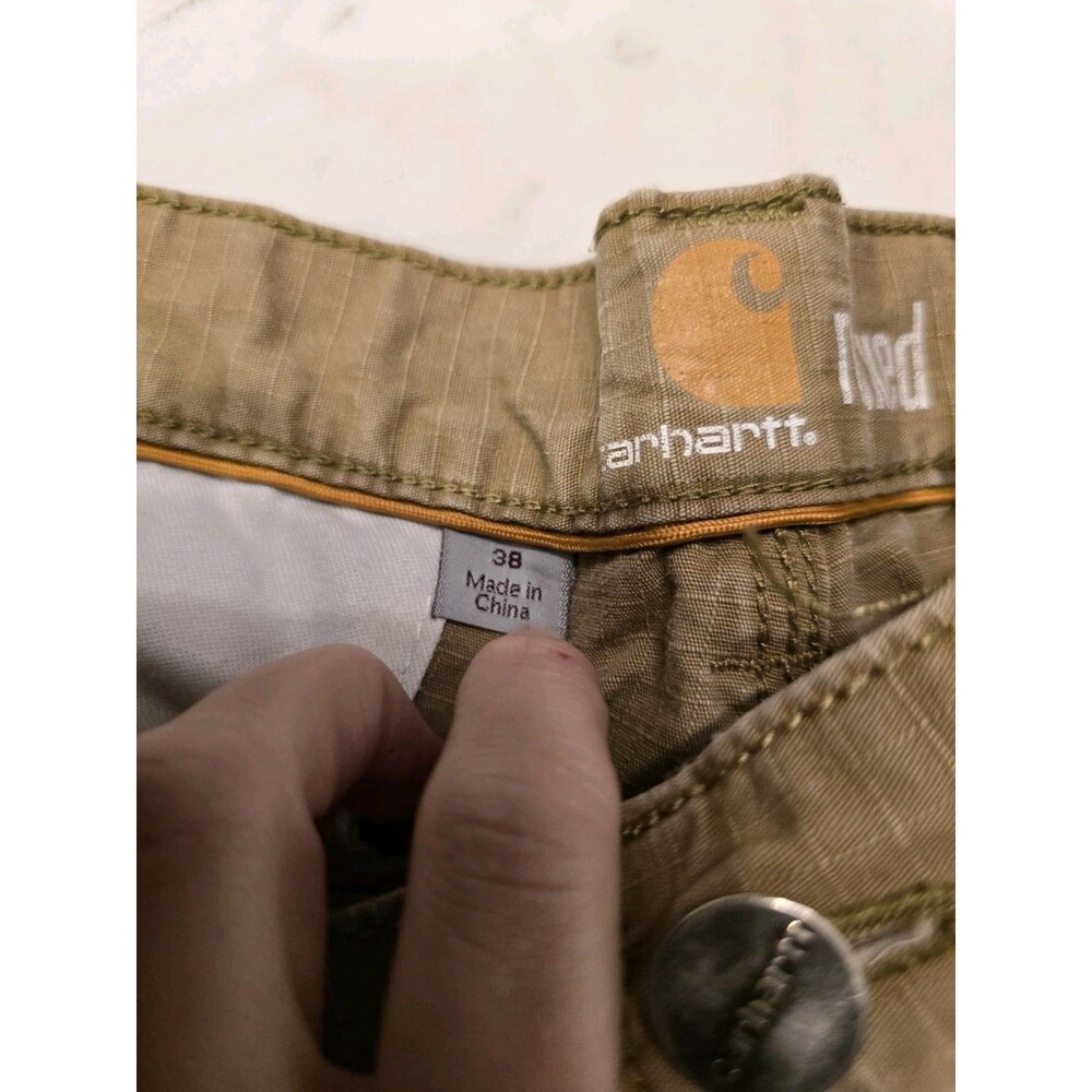Lot of 2 Carhartt Ripstop Mens Size 38 Shorts Gray and Khaki Relaxed Fit Outdoor - Picture 3 of 11